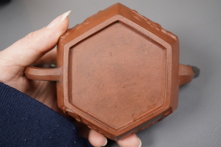 A Chinese Yixing hexagonal teapot, Kangxi period